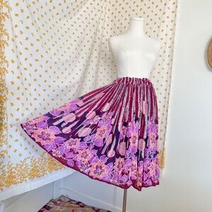 Vintage 70s Maya India Gauze Floral Lurex Skirt